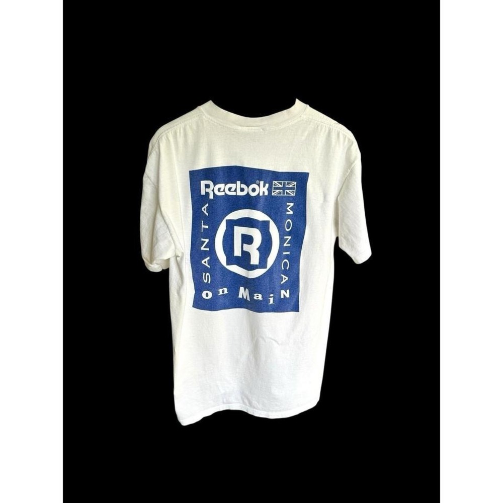 Men's Vintage 1990's Reebok Graphics T-shirt Santa Monica Sz XL Distressed Flaws